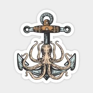 Octopus and Anchor Art Drawing illustration Color Magnet