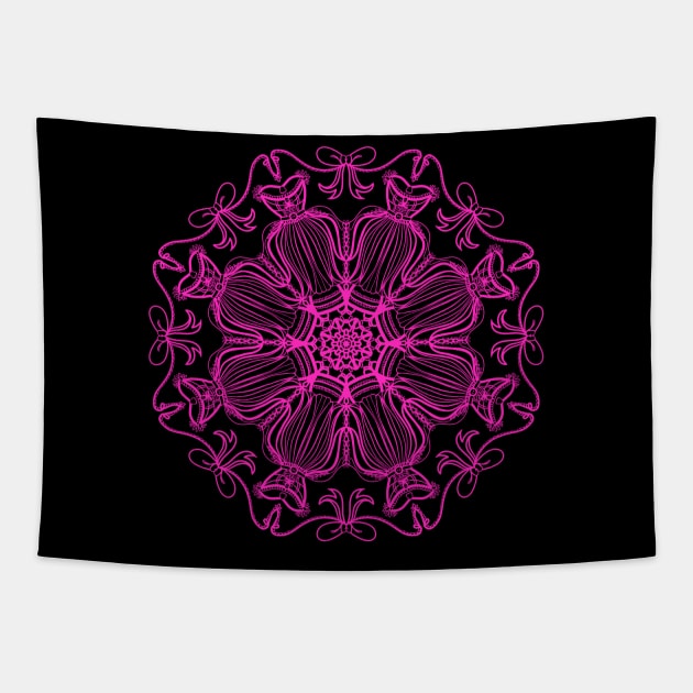 mandala pink dress Tapestry by Drawers of Drawing