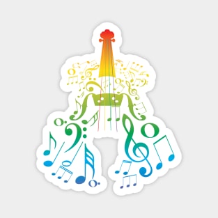 Rainbow Violin with Notes Magnet