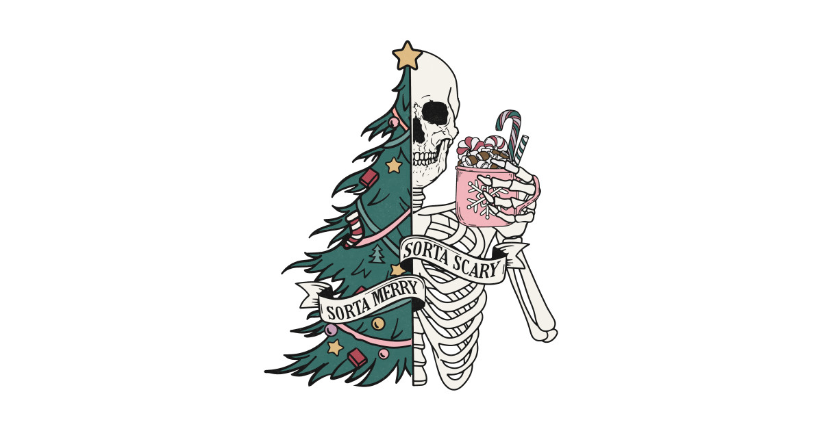 Sorta Merry Sorta Scary Christmas Tree Skeleton Fun - Christmas Humor ...