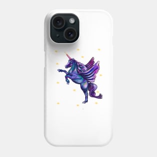 Unicorn  with stars - sparkly, glittery, magical, winged unicorn Phone Case