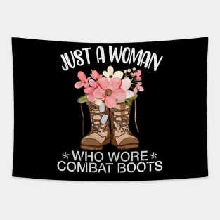 Flowers Happy Veteran Day Just A Woman Who Wore Combat Boots Tapestry