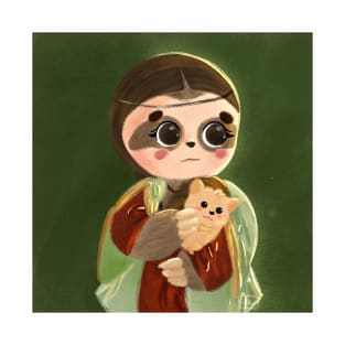 sloth with hedgehog not lady with an ermine inspired by da vinci's masterpieces T-Shirt