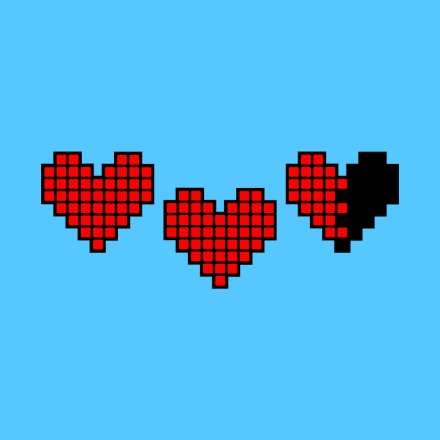 Cafe BTW 16 Bit Pixel Art Retro Game Red Hearts by DaniNaps Designs