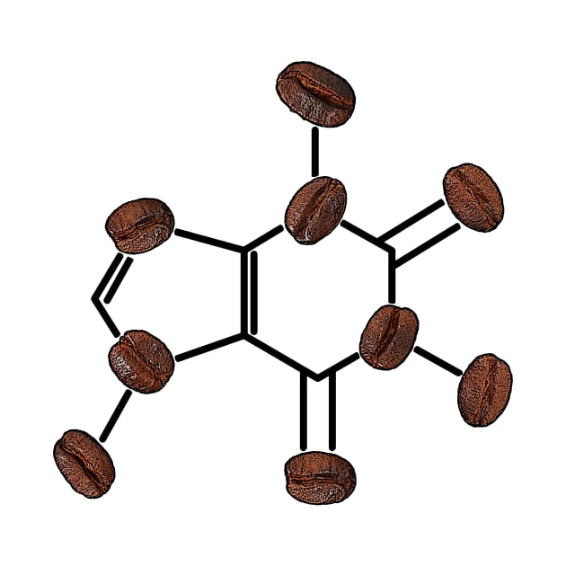 Caffeine Molecule with Coffee Beans by SirLeeTees