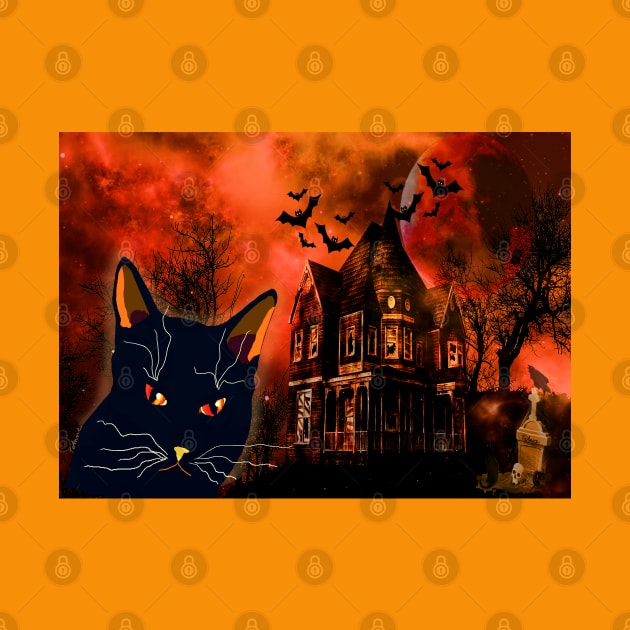 Evil Black Cat Halloween by TeAnne