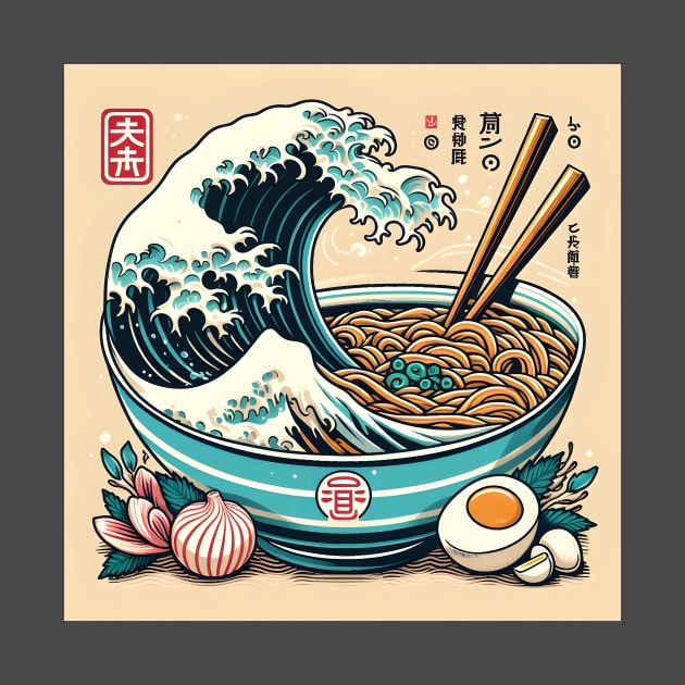 A  Classic Bowl of Ramen Have The Japanese Great Wave off Kanagawa by Pokoyo.mans@gmail.com