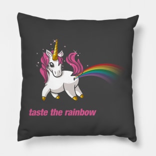 Taste the Rainbow Unicorn Funny Tee Pillow