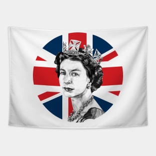 Queen Elizabeth II - Round Union Jack Tapestry