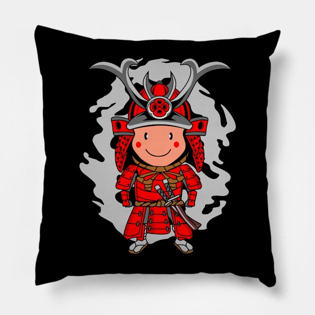 FUNNY CARTOON SAMURAI Pillow by beanbeardy