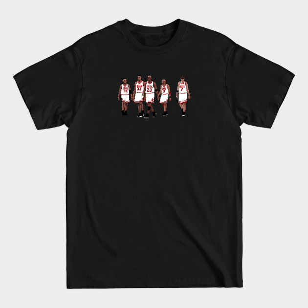 Disover Bulls Pixel 5, Michael Jordan, Scottie Pippen, Toni Kukoc, Dennis Rodman, Ron Harper - Chicago Bulls - T-Shirt