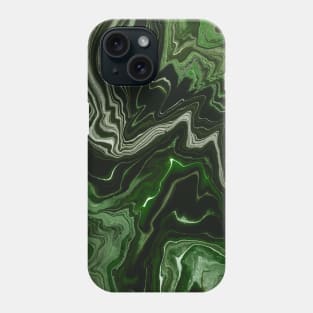 Rich swirl abstract pattern, in silver and emerald green texture Phone Case