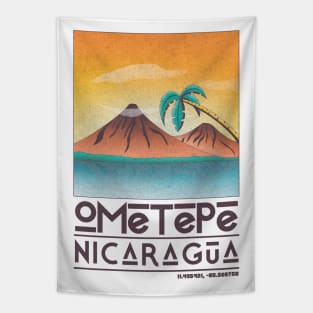 Ometepe Nicaragua Retro Travel Poster Tapestry