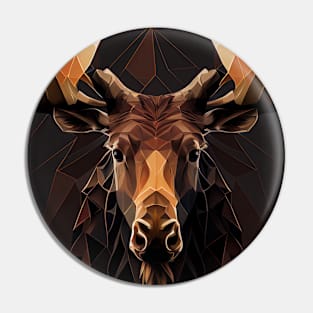 Triangle Moose - Abstract polygon animal face staring Pin