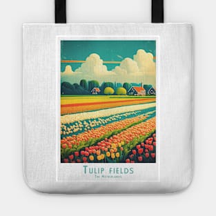 Vibrant Retro Vintage Tulip Fields of The Netherlands Tote