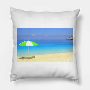 Sun, Sea, Shade and Shadow - Myrtos Beach Pillow