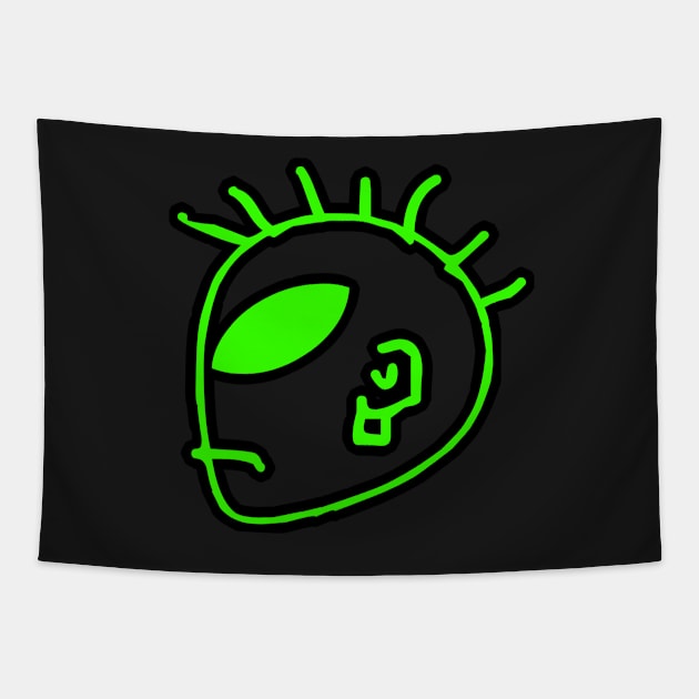 Alien Head Punk Design Tapestry by Pikmi