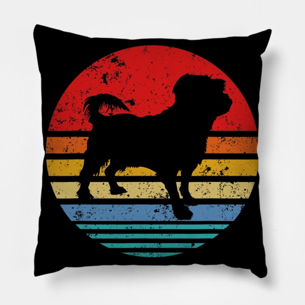 Maltese Retro Sunset Distressed Pillow by IainDodes