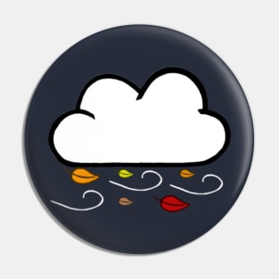 Windy Cloud Pattern With Fall Colored Leaves (Navy Blue) Pin