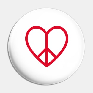 Love and peace, red heart with peace sign Pin