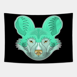 cyan african wild dog face Tapestry