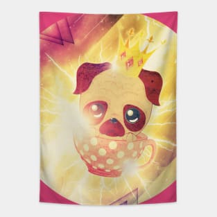 Flying pug in a cup Tapestry