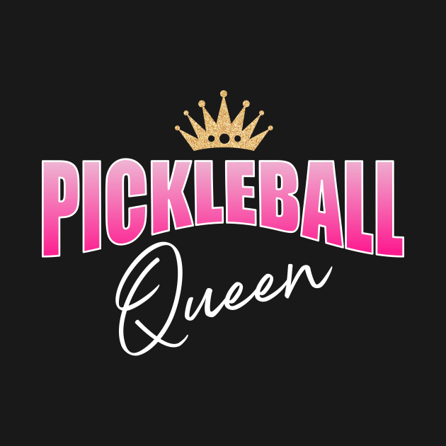 Pickleball Queen Pink And White With Gold Crown by OrchardBerry