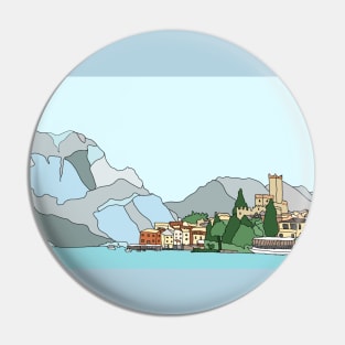 Beautiful Malcesine on Lake Garda, Italy - digital art Pin