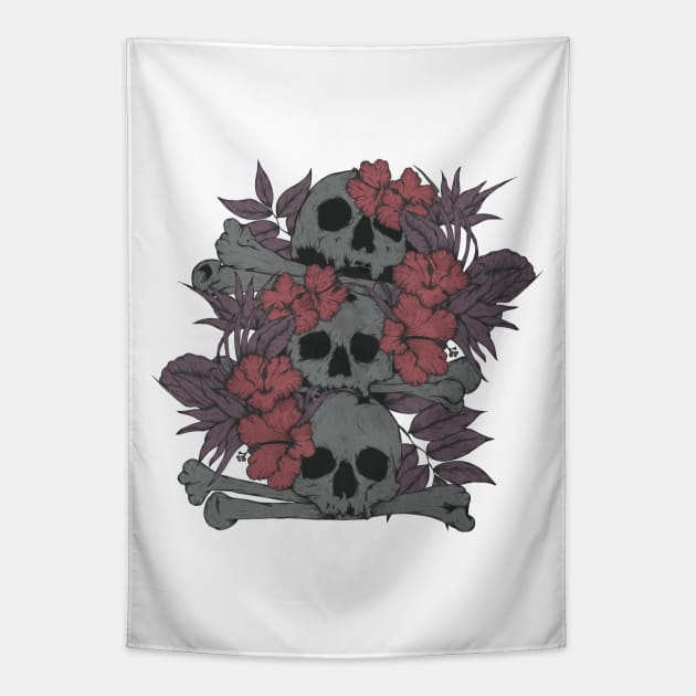 Skulls and crossbones Tapestry by Jess Adams