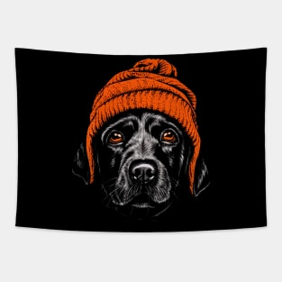 Cute Red Hat Dog Illustration for Dog Lovers Tapestry