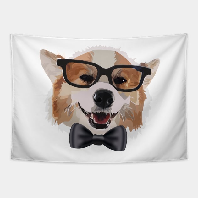 Smart Corgi Tapestry by thedailysoe