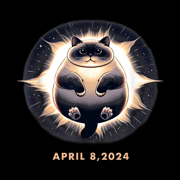 Total Solar Eclipse Funny Fat Cat 8 April 2024 Gift For boys Girls KIds by truong-artist-C