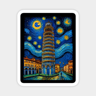 Pisa Tower in Starry Night Magnet