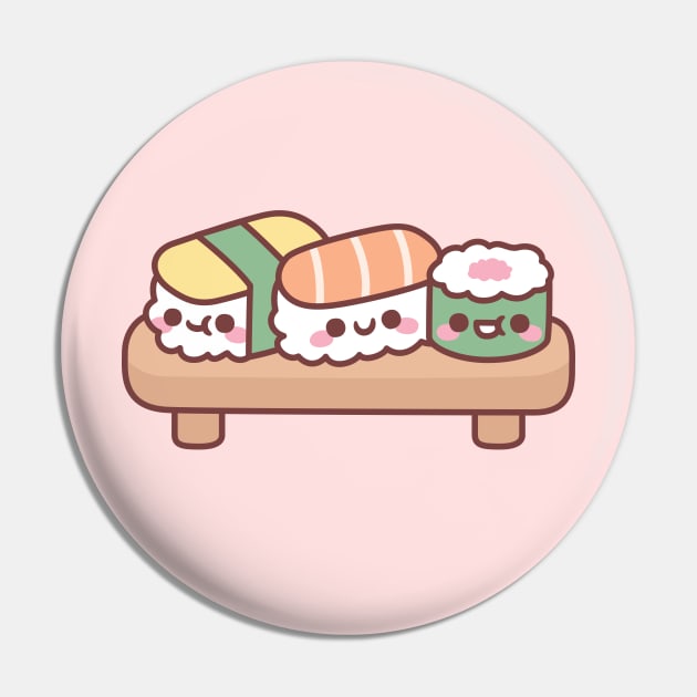 Cute Japanese Sushi Trio, Egg, Salmon and Maki Pin by rustydoodle