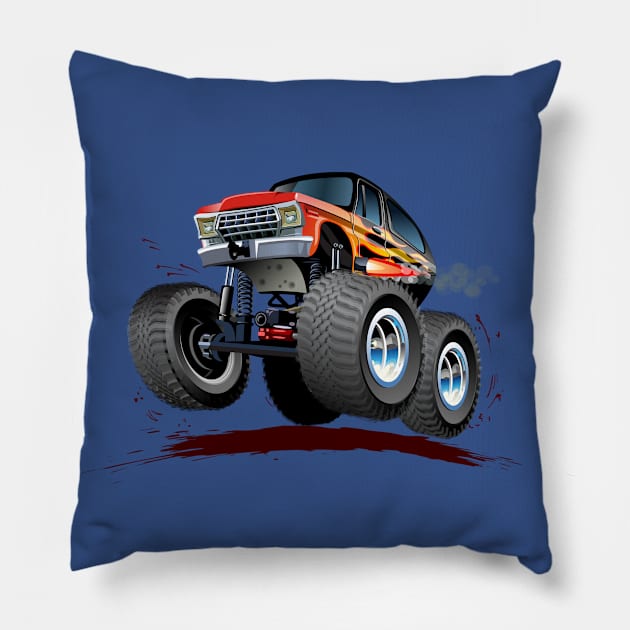 Cartoon monster truck Pillow by Mechanik