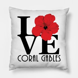 LOVE Coral Gables Red Hibiscus Pillow