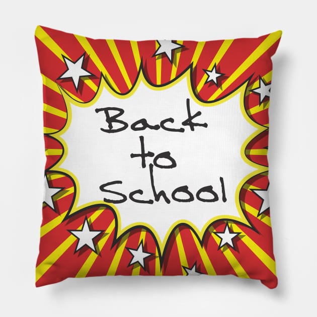 Back to School Red and Yellow Burst Pillow by TNMGRAPHICS