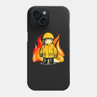 Rural Firefighter Female - Large Design (Yellow Helmet, Dark Hair) Phone Case