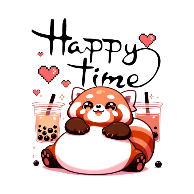 Red Panda Boba Tea by MasutaroOracle