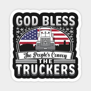 FREEDOM CONVOY - PEOPLES CONVOY US FLAG WASHINGTON DC 2022 SILVER GRAY GRADIENT LETTERS Magnet