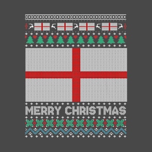 England Flag Ugly Christmas Xmas Patriot T-Shirt