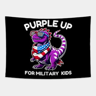 Purple Up For Military Kids Month Of Military Child T-Rex Tapestry