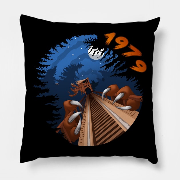 NIGHT RIDES ONLY - Beast Roller Coaster at Kings Island Pillow by JFells