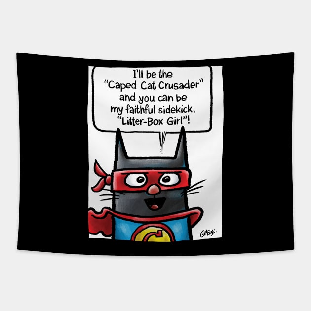 The Caped Cat Crusader Tapestry by Grasdal