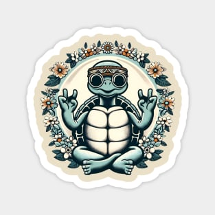 Hippie Meditating Turtle Magnet