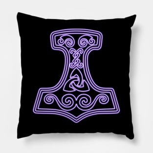 Thor hammer - Mjöllnir - violet neon Pillow