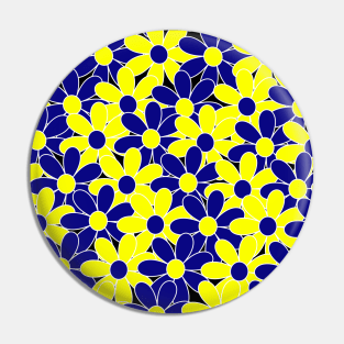 Down Syndrome Blue and Yellow Flower Pattern Pin