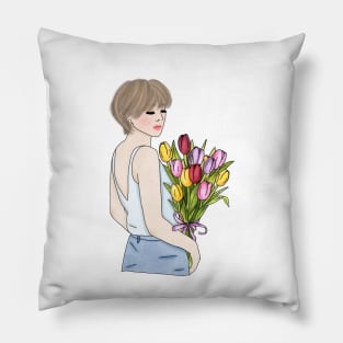 Tulip girl 2 Pillow