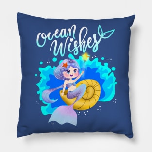 Mermaid Ocean Wishes Sea Life Pillow