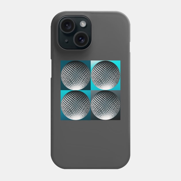 Silver spheres in 3d optic on blue, turquoise, teal pop art backgrounds Phone Case by Bailamor